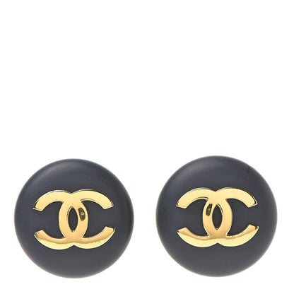 Chanel CC Clip On Earrings Navy Gold 1 of 6