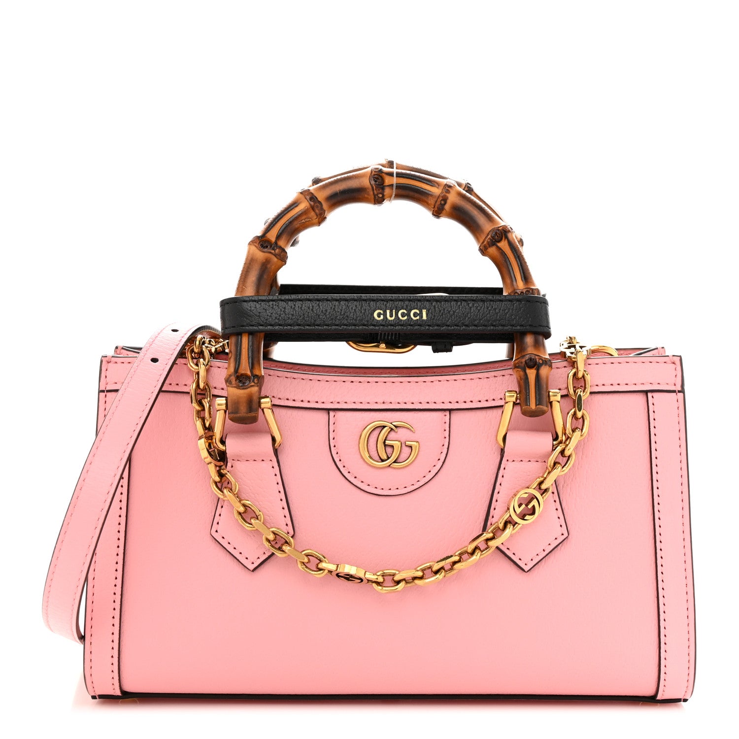 Gucci Textured Dollar Calfskin Web Small Diana Shoulder Bag Wild Rose Black 1 of 9