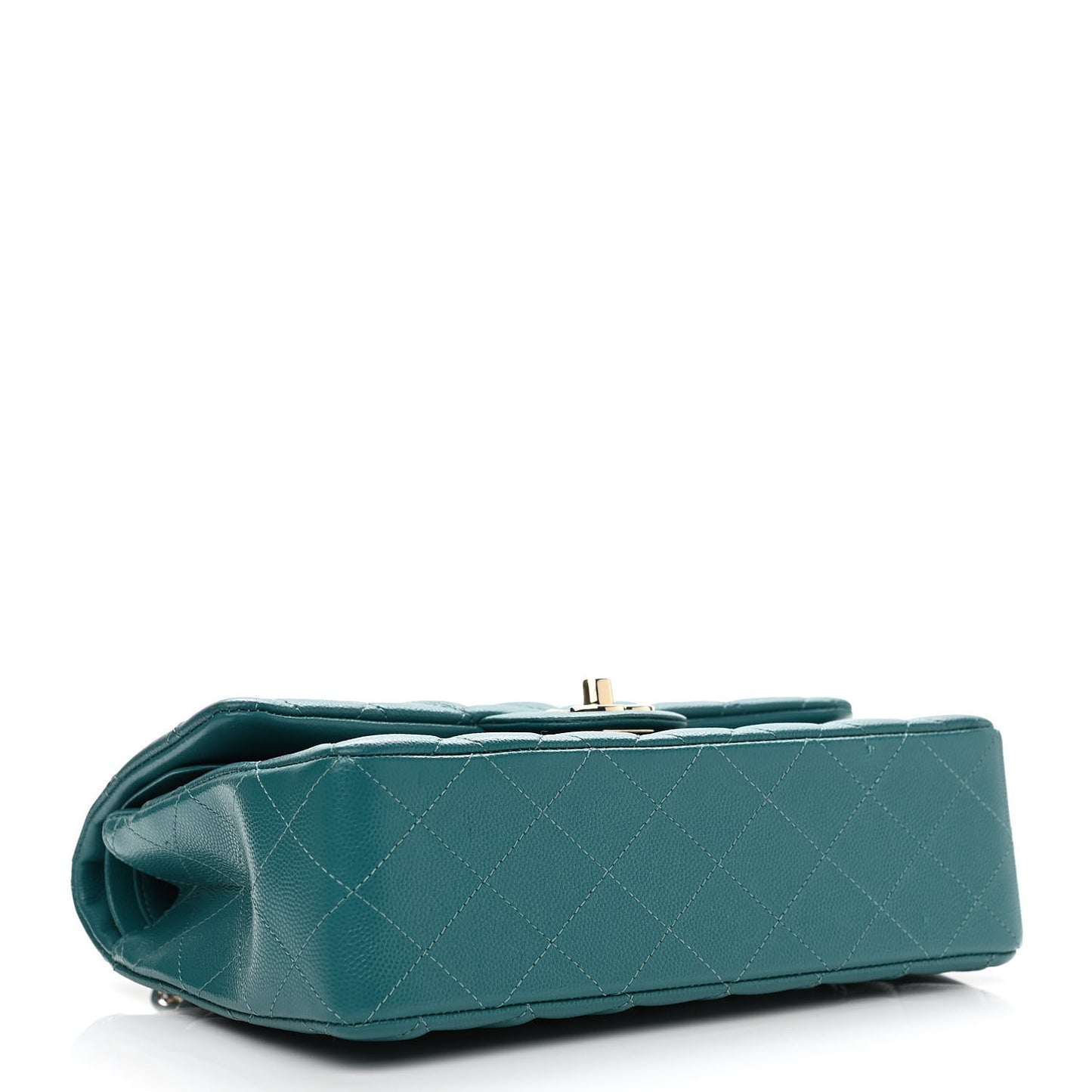 Caviar Quilted Small Double Flap Green