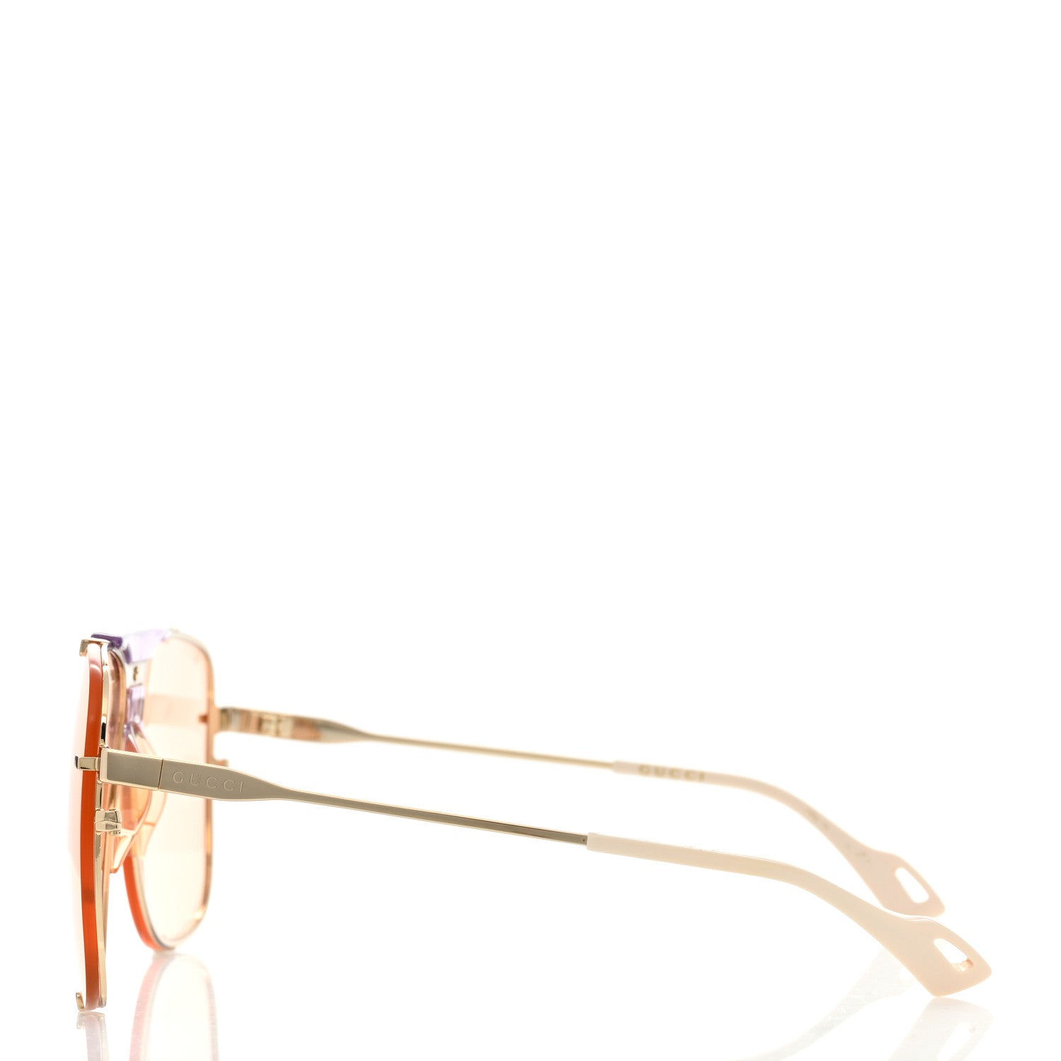 Gucci Metal Square Frame Sunglasses GG0739S Pink Brown 3 of 8