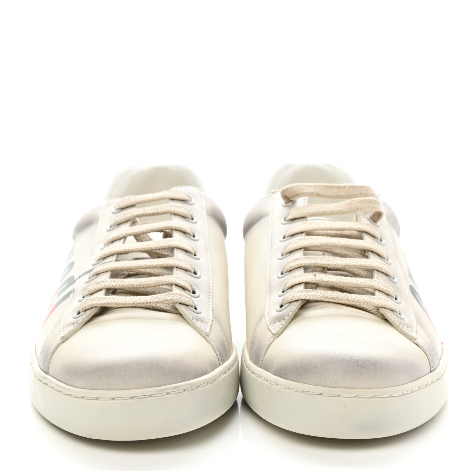 Gucci Distressed Calfskin Mens Ace Blade Sneakers 8 White 2 of 10