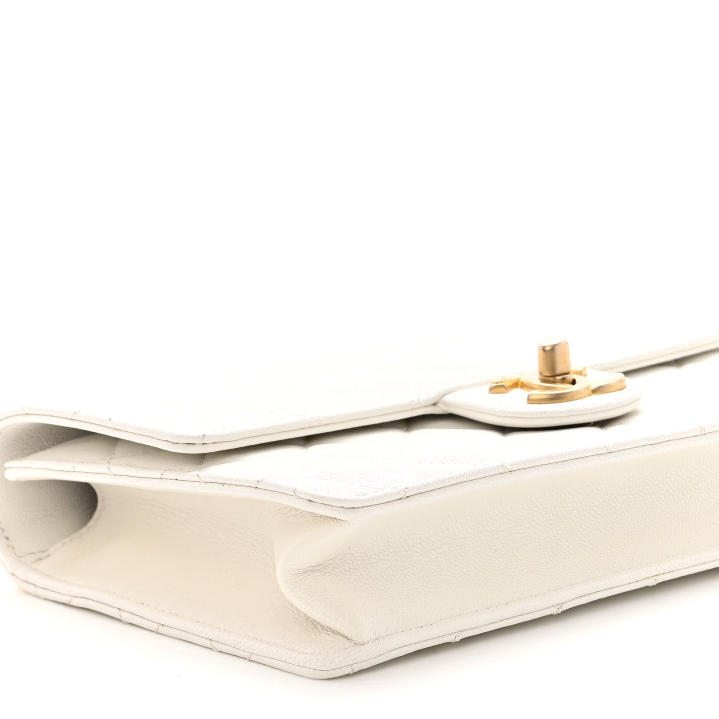 Lambskin Quilted Small Chic Pearls Flap White