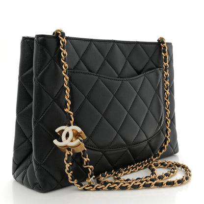 Chanel Shiny Lambskin Quilted Enamel CC Shoulder Bag Black 3 of 12
