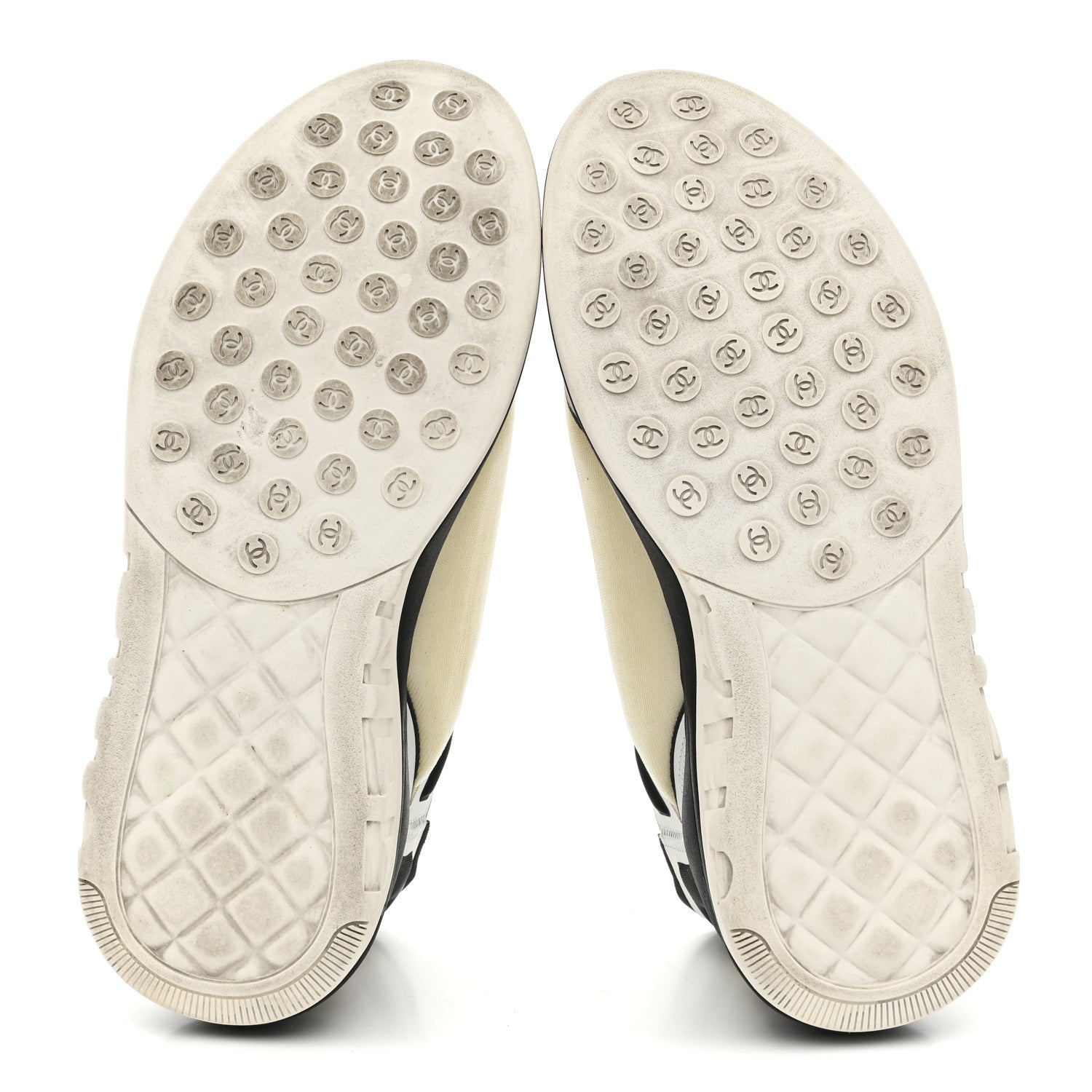 Chanel Lycra Womens CC Sneakers 37 White Black 6 of 10