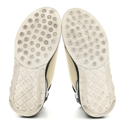 Chanel Lycra Womens CC Sneakers 37 White Black 6 of 10