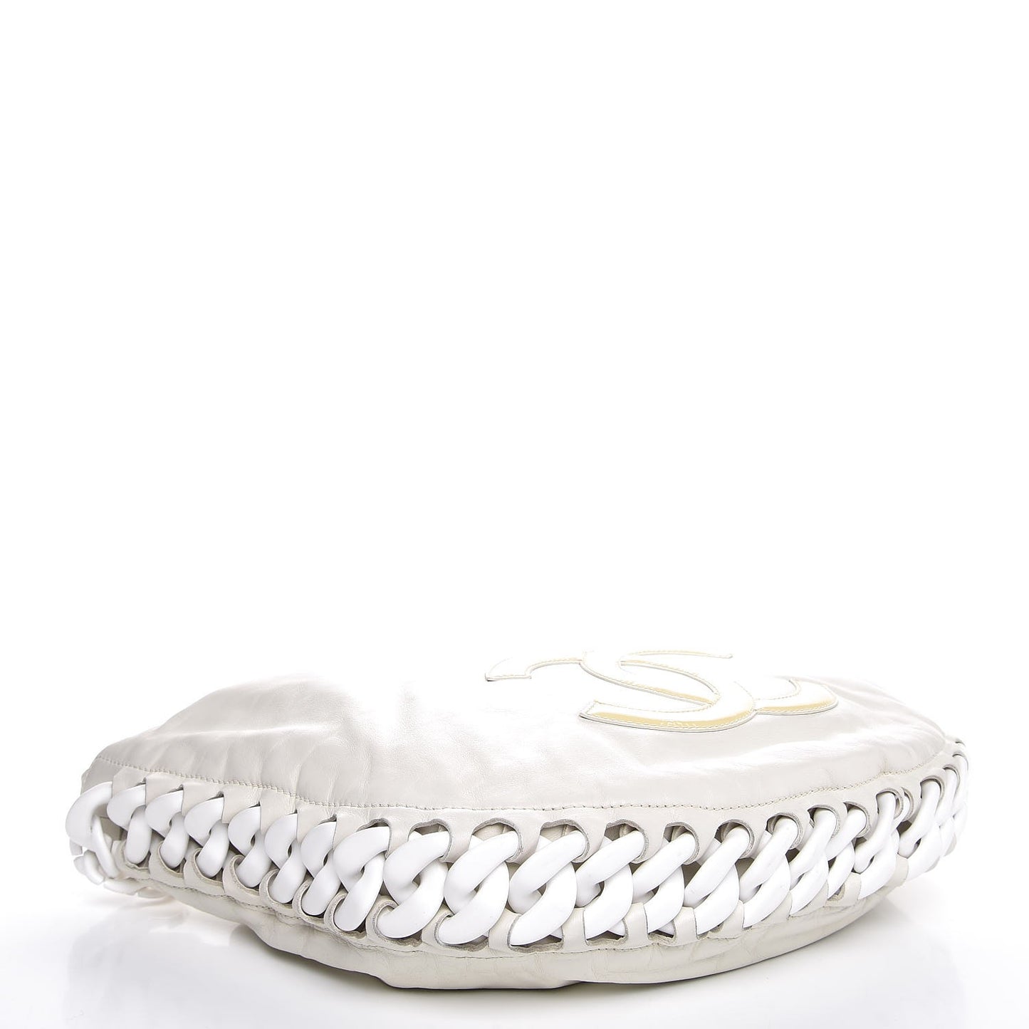 Calfskin Modern Chain Rhodoid Hobo White