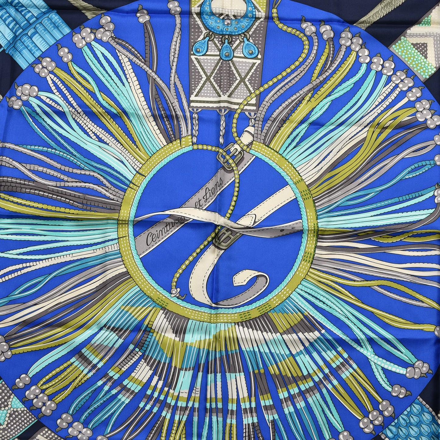 Silk Ceintures et Liens Shawl 140 Bleu Vif Marine Turquoise