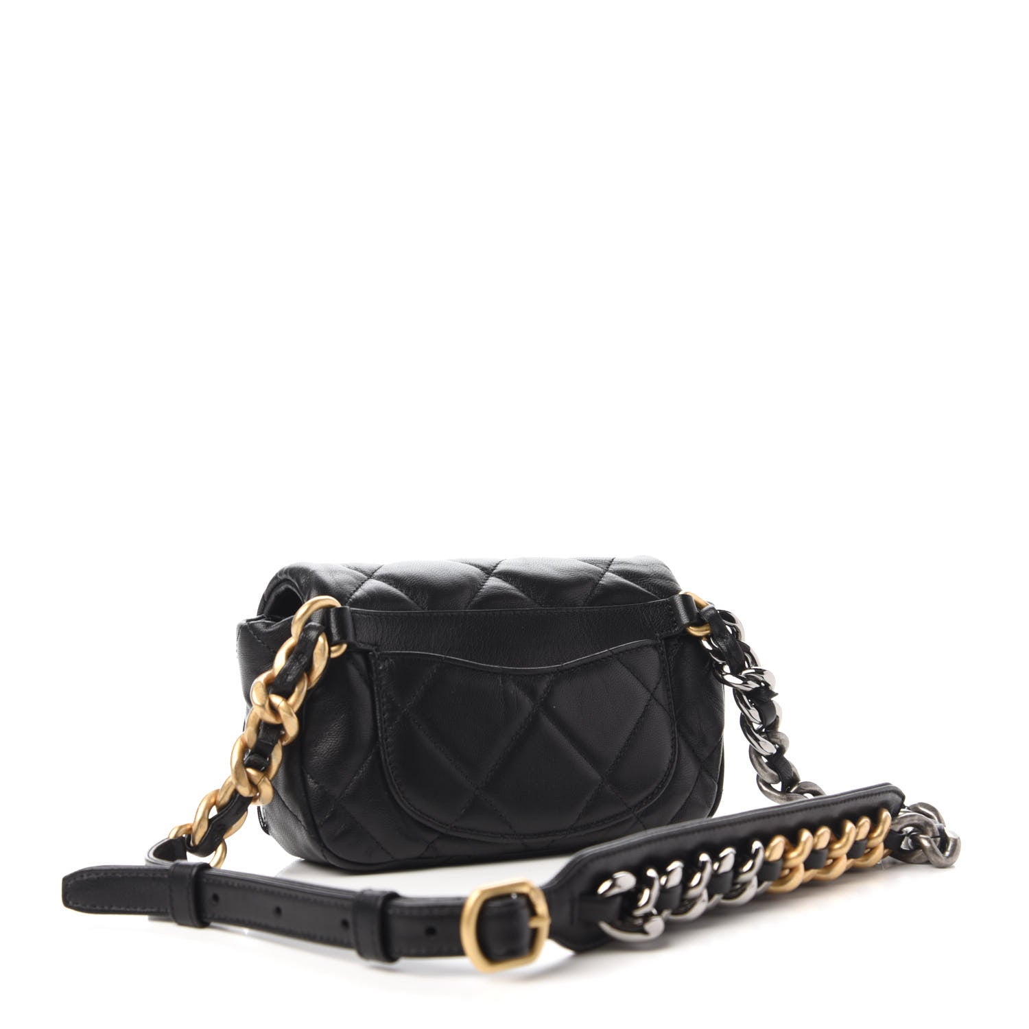 Chanel Goatskin Quilted Chanel 19 Waist Bag Black 3 of 11