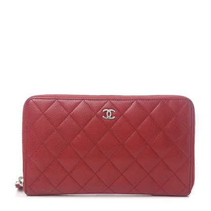 Chanel Caviar Quilted Large Zip Around Organizer Wallet Red 1 of 9