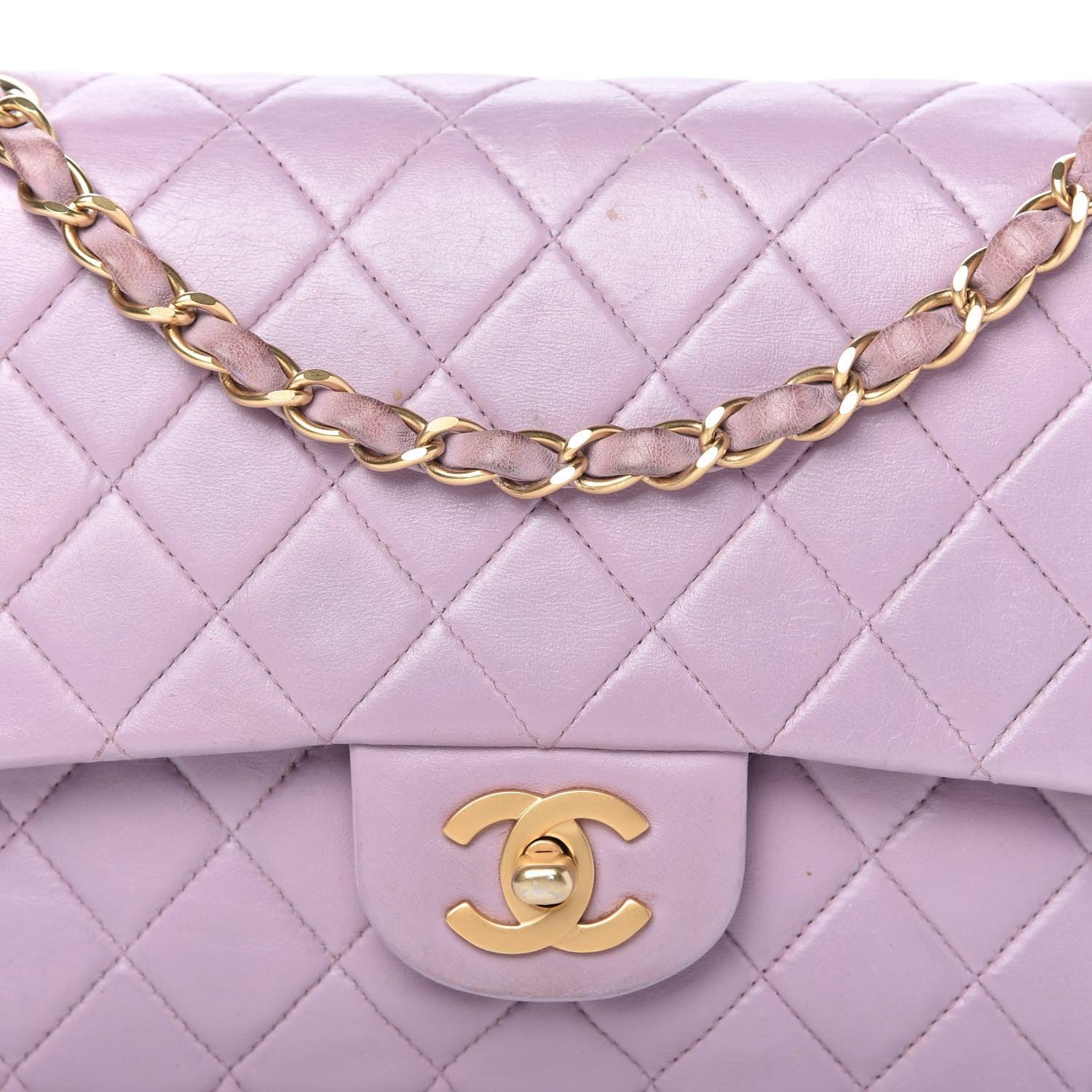 Chanel Lambskin Quilted Medium Double Flap Light Purple 10 of 11