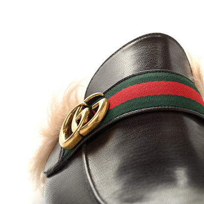Gucci Goatskin Fur Web GG Mens Princetown Slippers 8 Cocoa 8 of 9