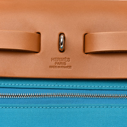 Hermes Toile Officier Vache Hunter Verso Herbag Zip PM 31 Bleu Azteque Menthe 5 of 13
