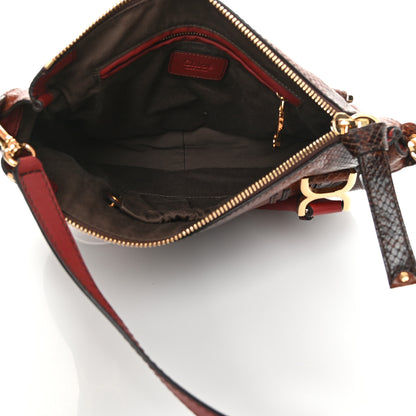 Chloe Calfskin Watersnake Embossed Medium Marcie Satchel Sepia Brown 5 of 14