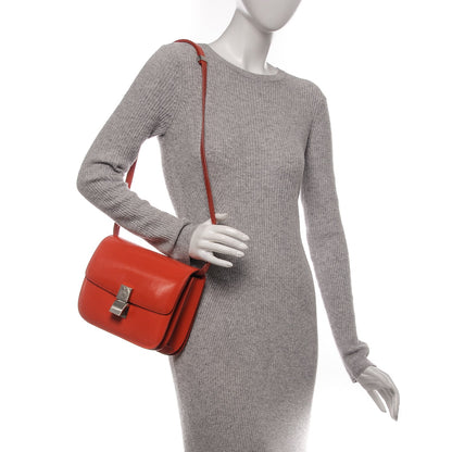 Celine Spazzolato Calfskin Classic Box Medium Flap Vermillion 2 of 10