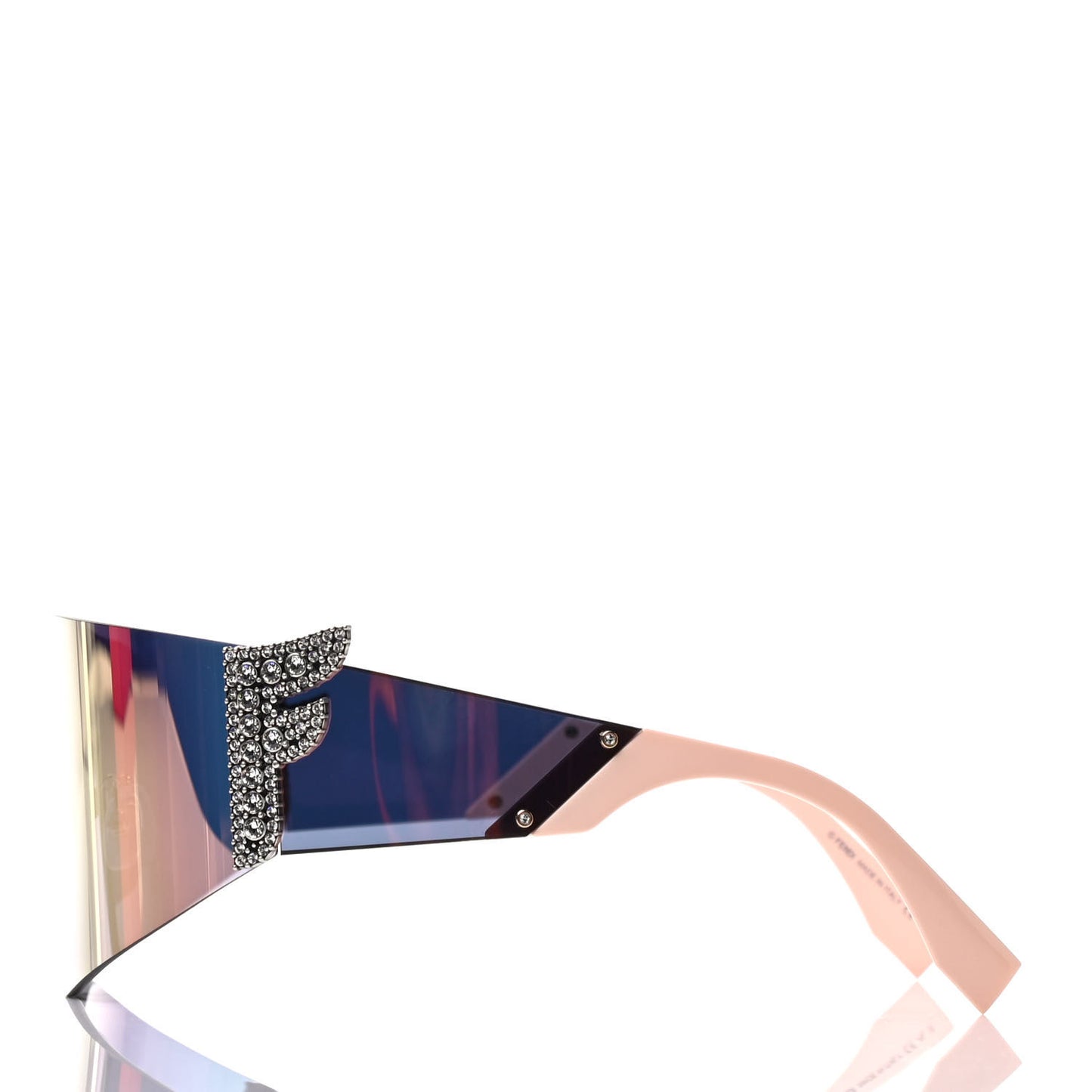 Mirrored Crystal Embellished FFreedom Shield Sunglasses FF 0382/S Pink