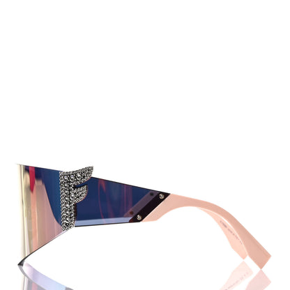 Fendi Mirrored Crystal Embellished FFreedom Shield Sunglasses FF 0382/S Pink 3 of 7
