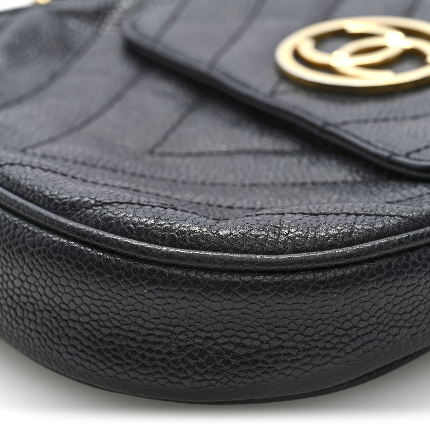 Chanel Caviar Chevron CC Shoulder Bag Black 9 of 9