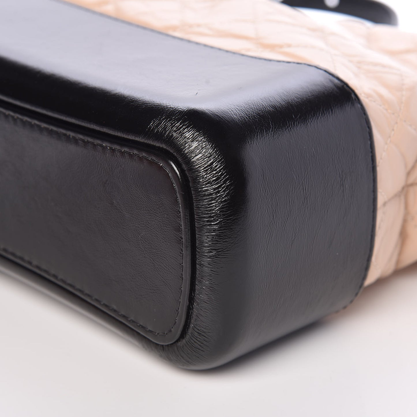 Aged Calfskin Quilted Medium Gabrielle Hobo Beige Black