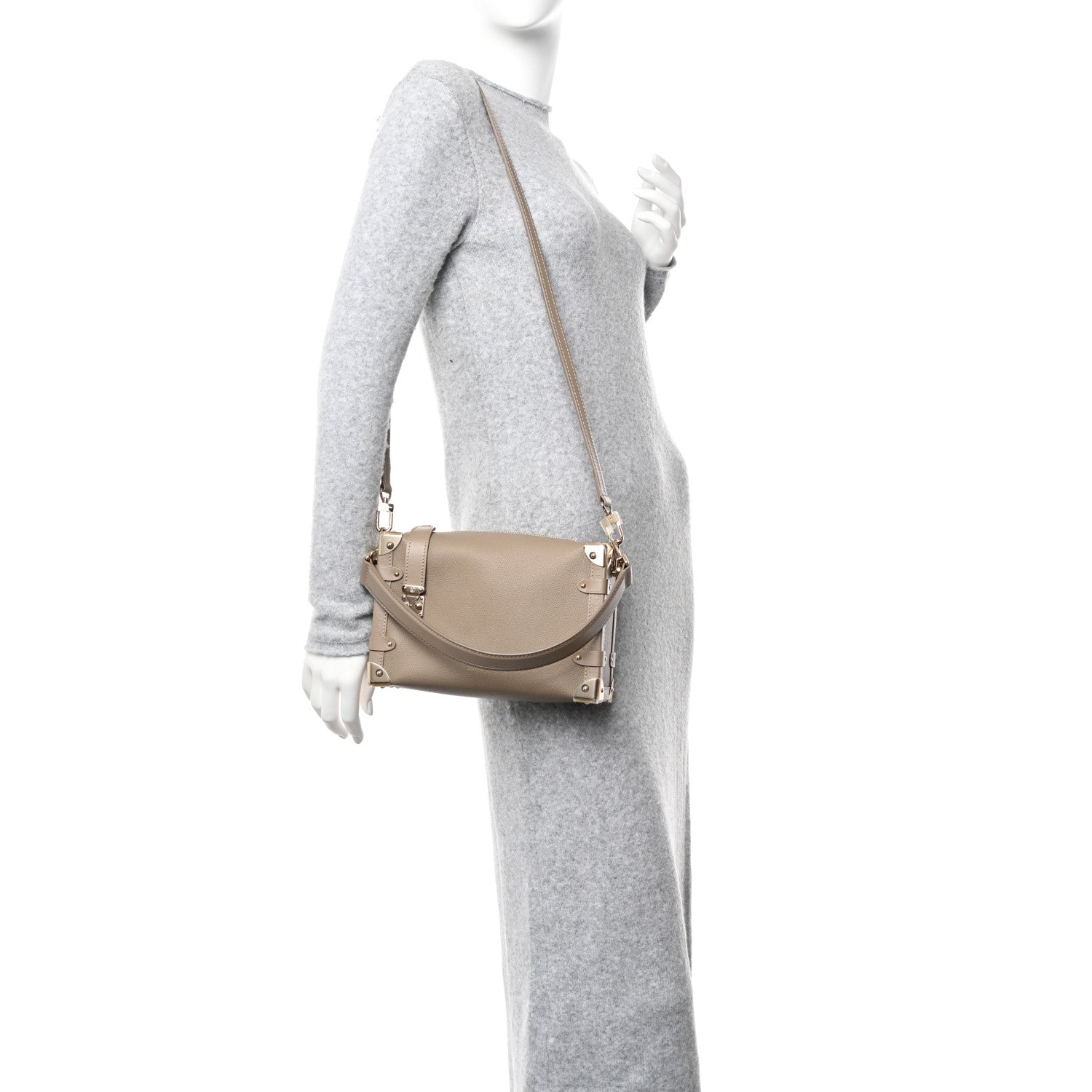 Louis Vuitton Calfskin Side Trunk MM Taupe 2 of 10