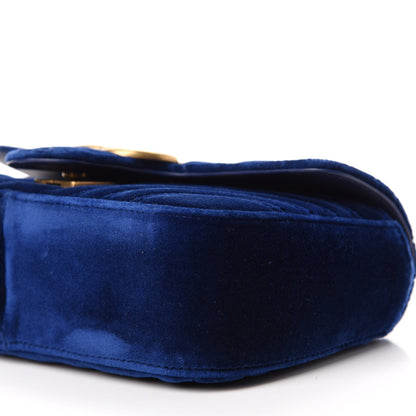 Gucci Velvet Matelasse Mini GG Marmont Shoulder Bag Cobalt Blue 7 of 10