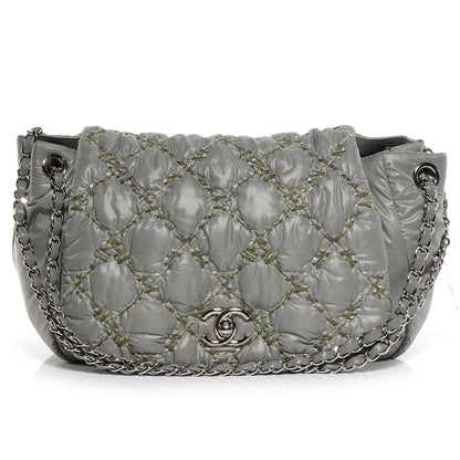 Chanel Nylon Quilted Tweed Stitch Bubble Flap Grey 1 of 8