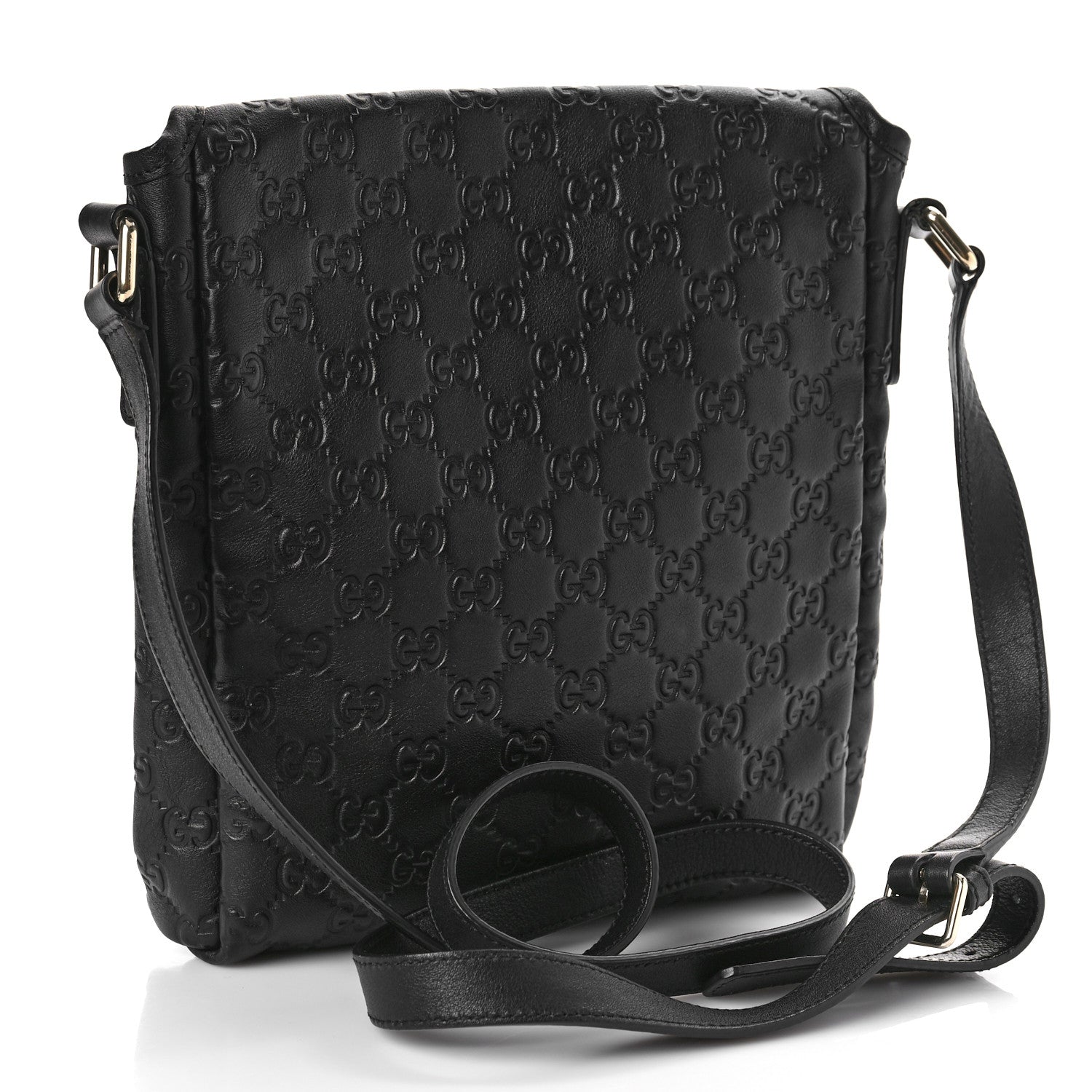 Gucci Guccissima Small Flap Messenger Bag Black 4 of 9