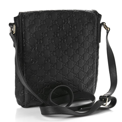 Gucci Guccissima Small Flap Messenger Bag Black 4 of 9
