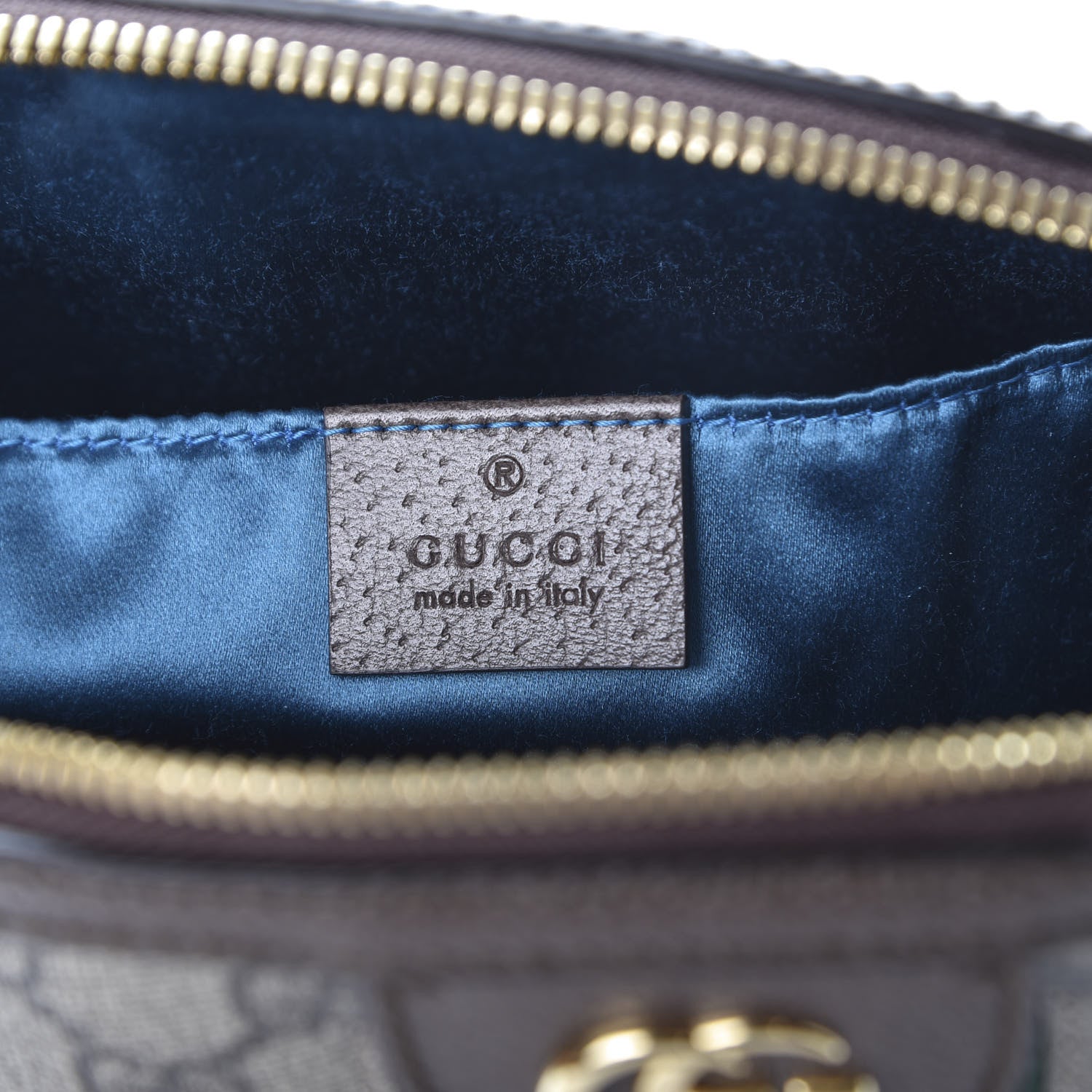 Gucci GG Supreme Monogram Textured Dollar Calfskin Web Small Ophidia Dome Shoulder Bag Beige Ebony New Acero 7 of 9