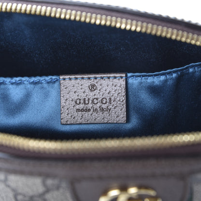 Gucci GG Supreme Monogram Textured Dollar Calfskin Web Small Ophidia Dome Shoulder Bag Beige Ebony New Acero 7 of 9