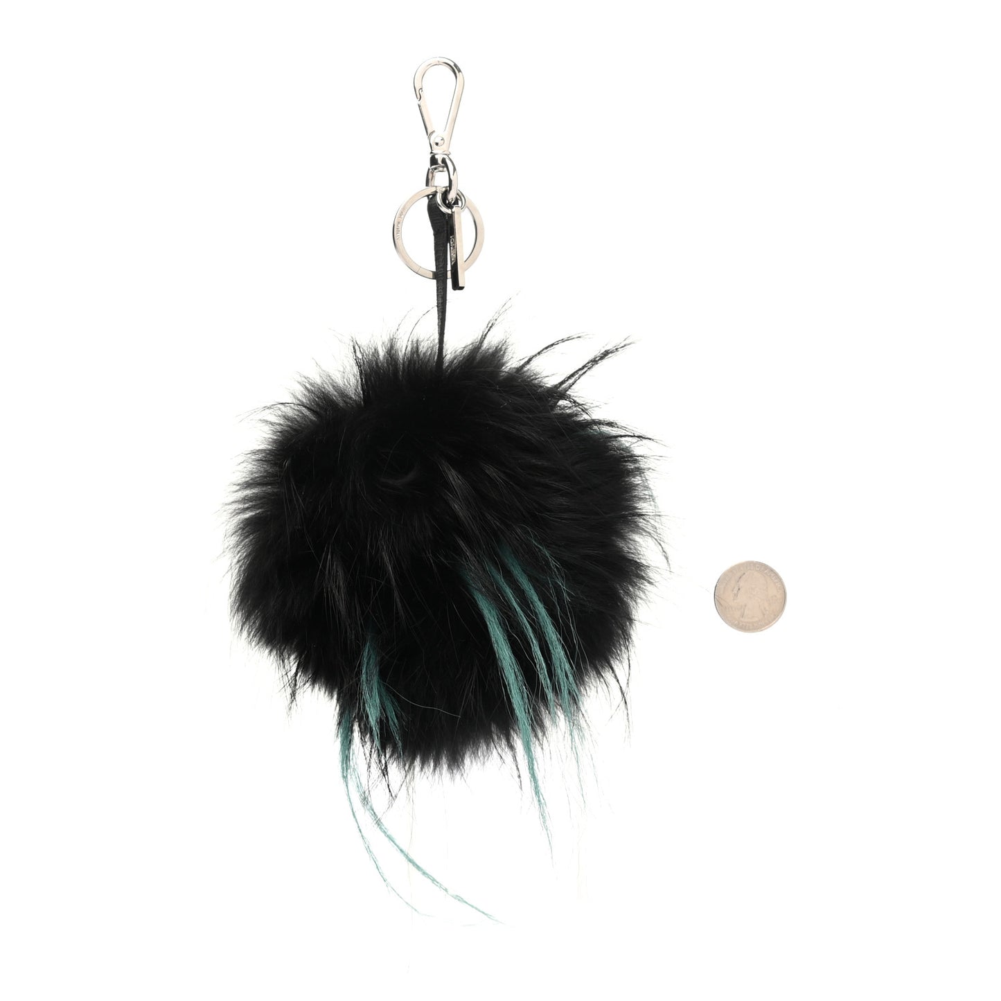 Fox Fur Calfskin Studded Eye Monster Cube Bag Charm Black