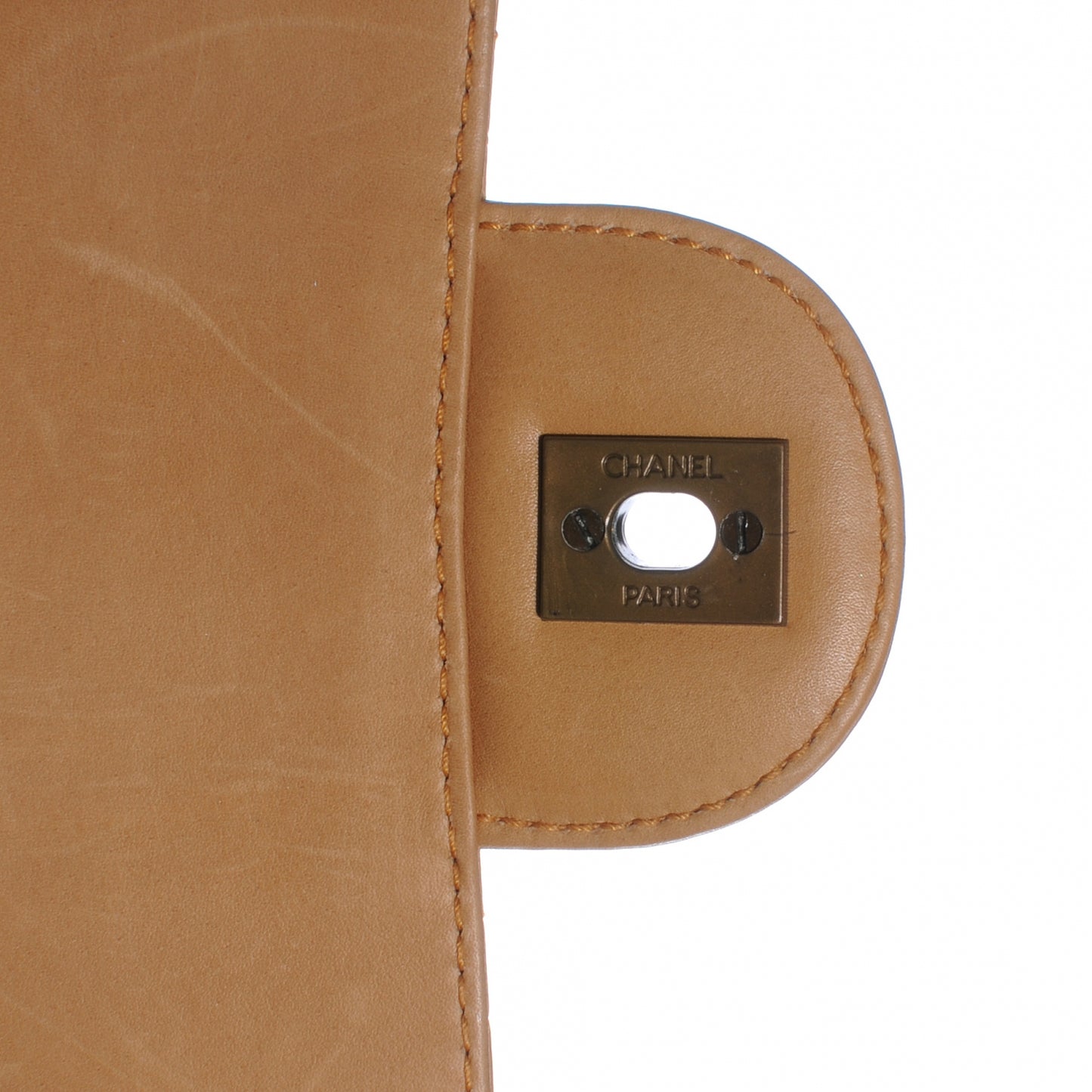 Lambskin Diamond Stitched Jumbo Flap Beige