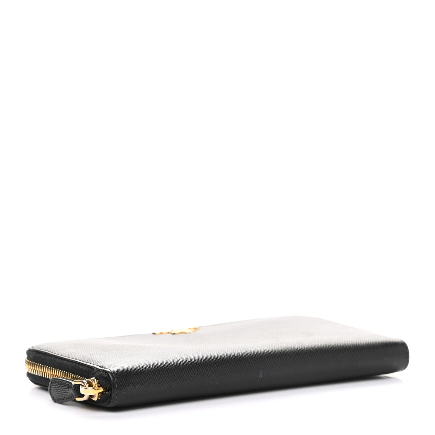 Saffiano Metal Zip Around Wallet Black