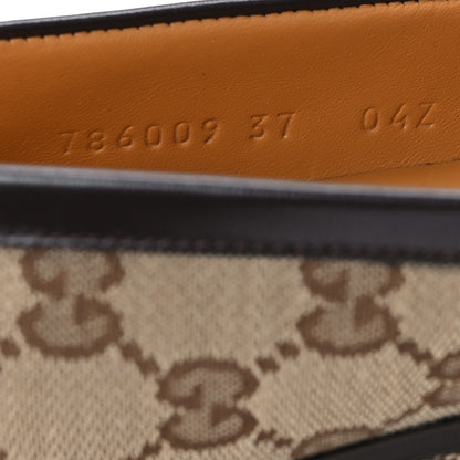 Gucci Canvas GG Monogram Horsebit Calfskin Womens Horsebit Platform Loafers 37 Beige Ebony 9 of 10