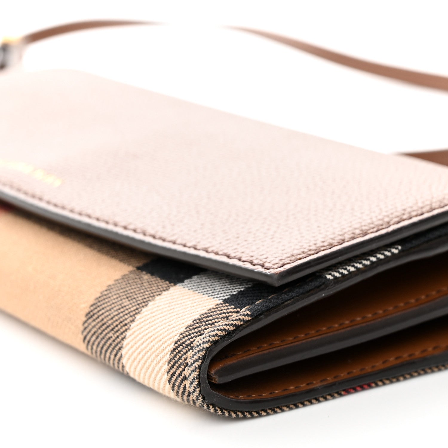 Burberry Derby Calfskin House Check Henley Wallet On Chain Tan 9 of 14