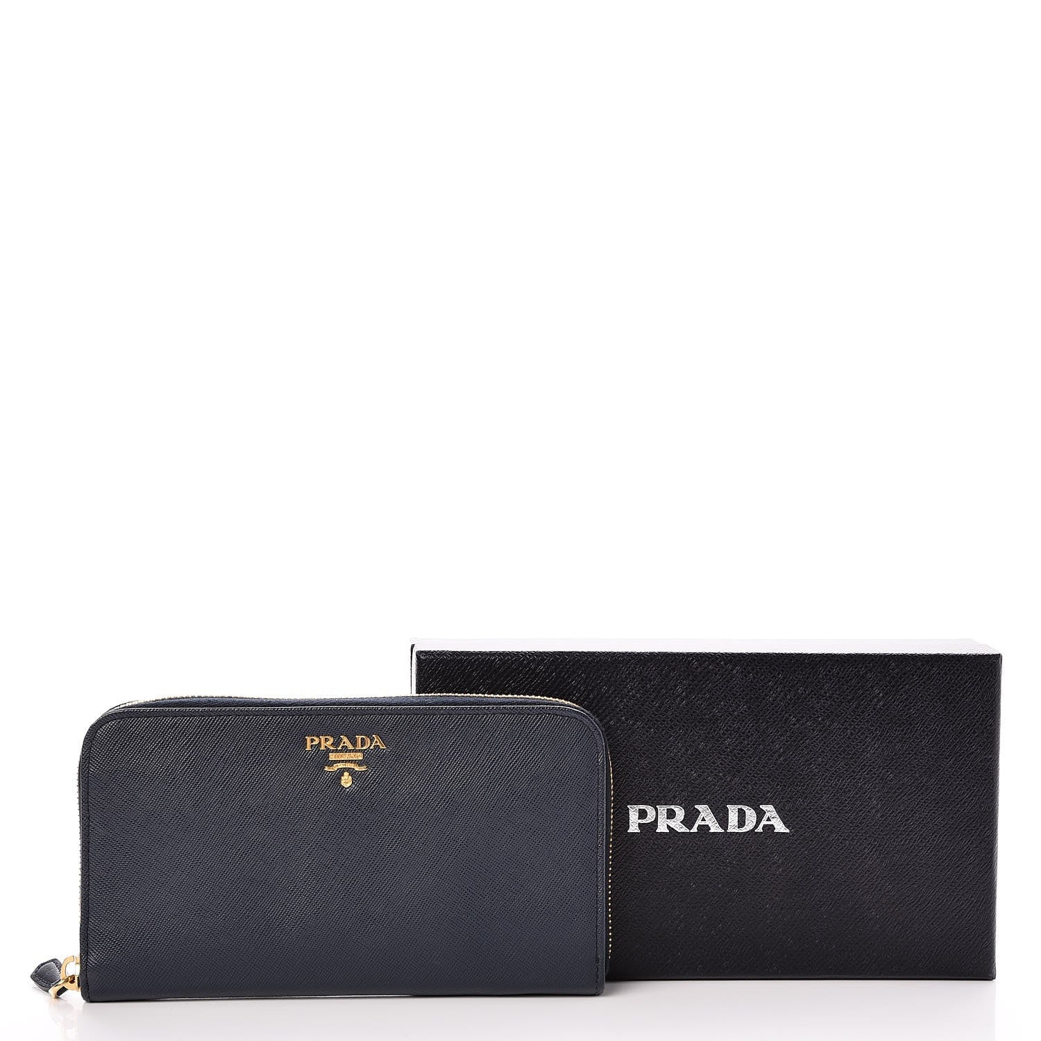 Prada Saffiano Metal Zip Around Wallet Baltico 8 of 8