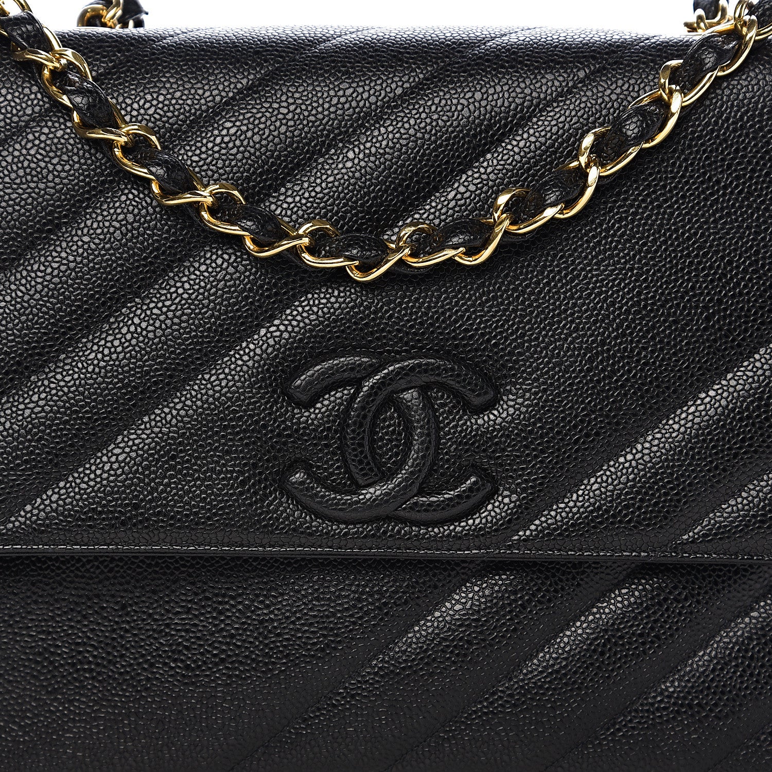 Chanel Caviar Diagonal Quilted Jumbo Single Flap Black 10 of 10