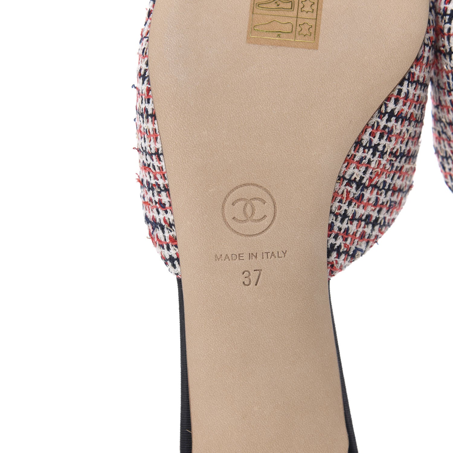 Chanel Tweed Grosgrain Pearl Cap Toe Mules 37 Black Red 6 of 9