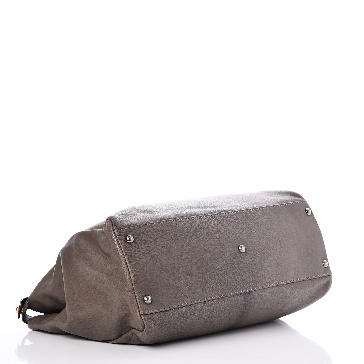 Goatskin Zucca Large Peekaboo Iconic Satchel Taupe Tobacco Moro