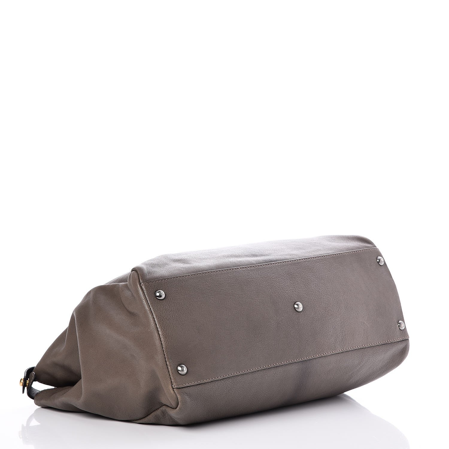 Fendi Goatskin Zucca Large Peekaboo Iconic Satchel Taupe Tobacco Moro 4 of 10