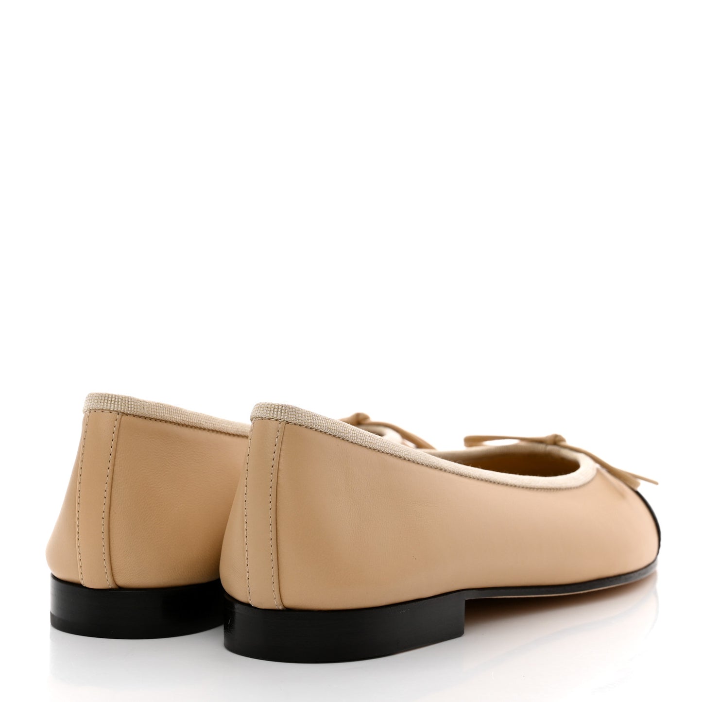 Lambskin Cap Toe CC Ballerina Flats 36 Beige Black