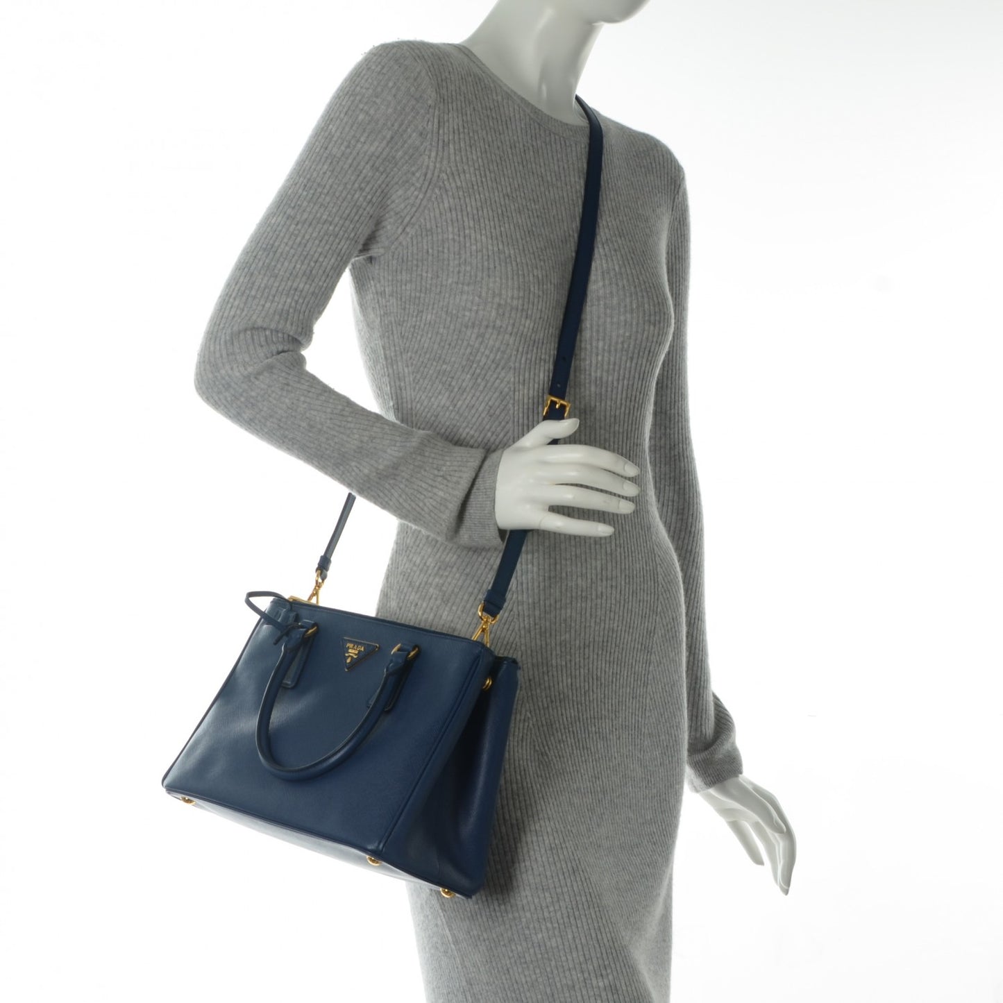 Saffiano Small Galleria Double Zip Tote Bluette