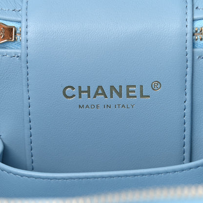 Chanel Caviar Quilted Top Handle Vanity Case With Chain Blue 7 of 12