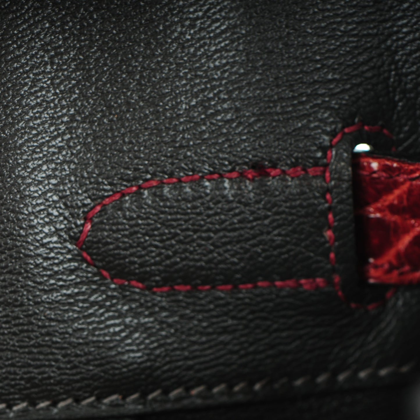 Shiny Porosus Crocodile Horseshoe Birkin 35 Rouge H Graphite
