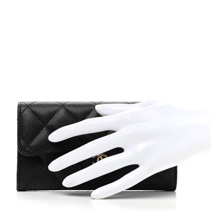 Chanel Caviar Quilted Medium Gusset Flap Wallet Black 2 of 8