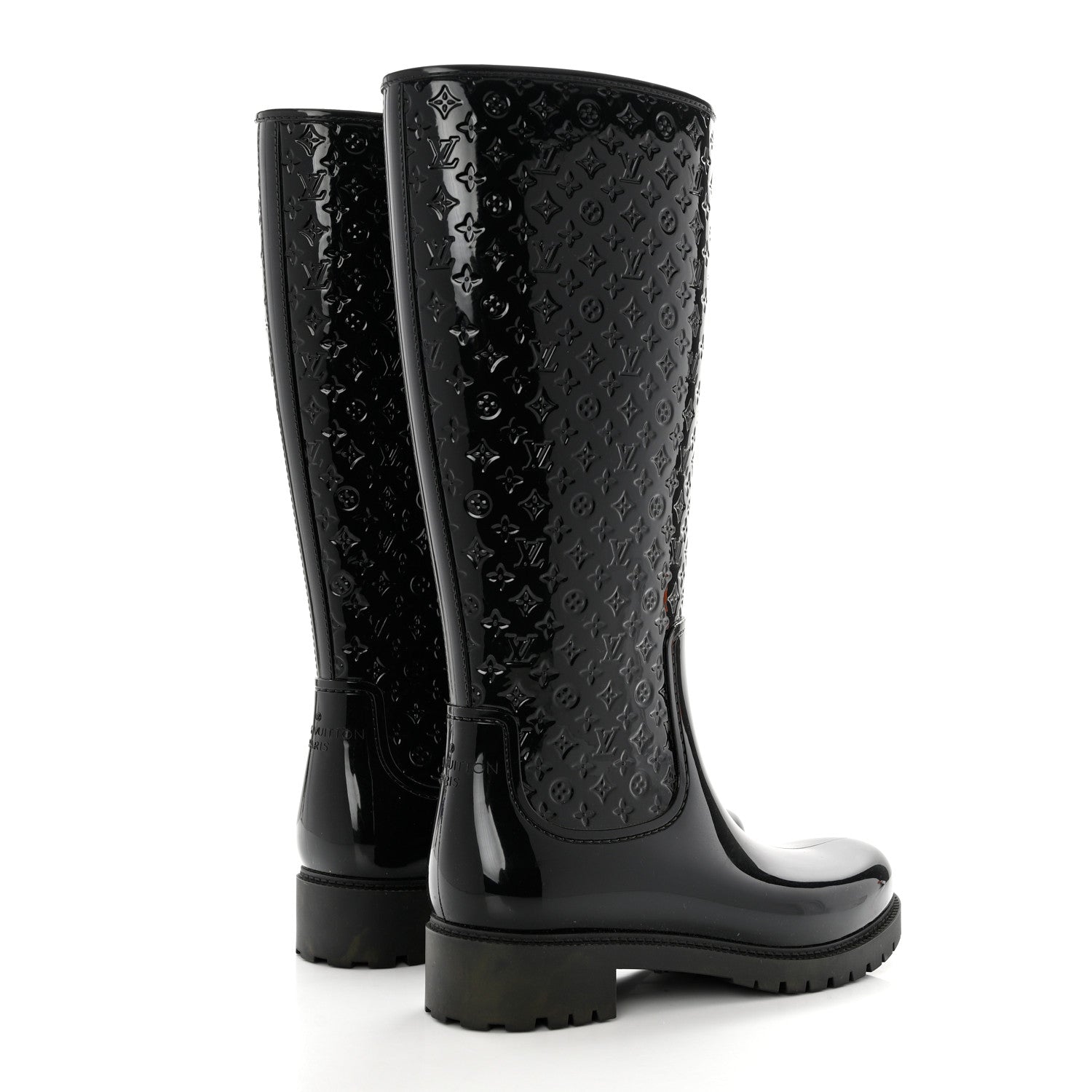Louis Vuitton Rubber Embossed Monogram Splash Rain Boots 40 Black 4 of 7