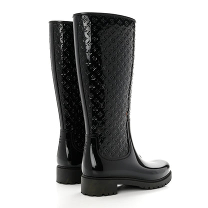 Louis Vuitton Rubber Embossed Monogram Splash Rain Boots 40 Black 4 of 7