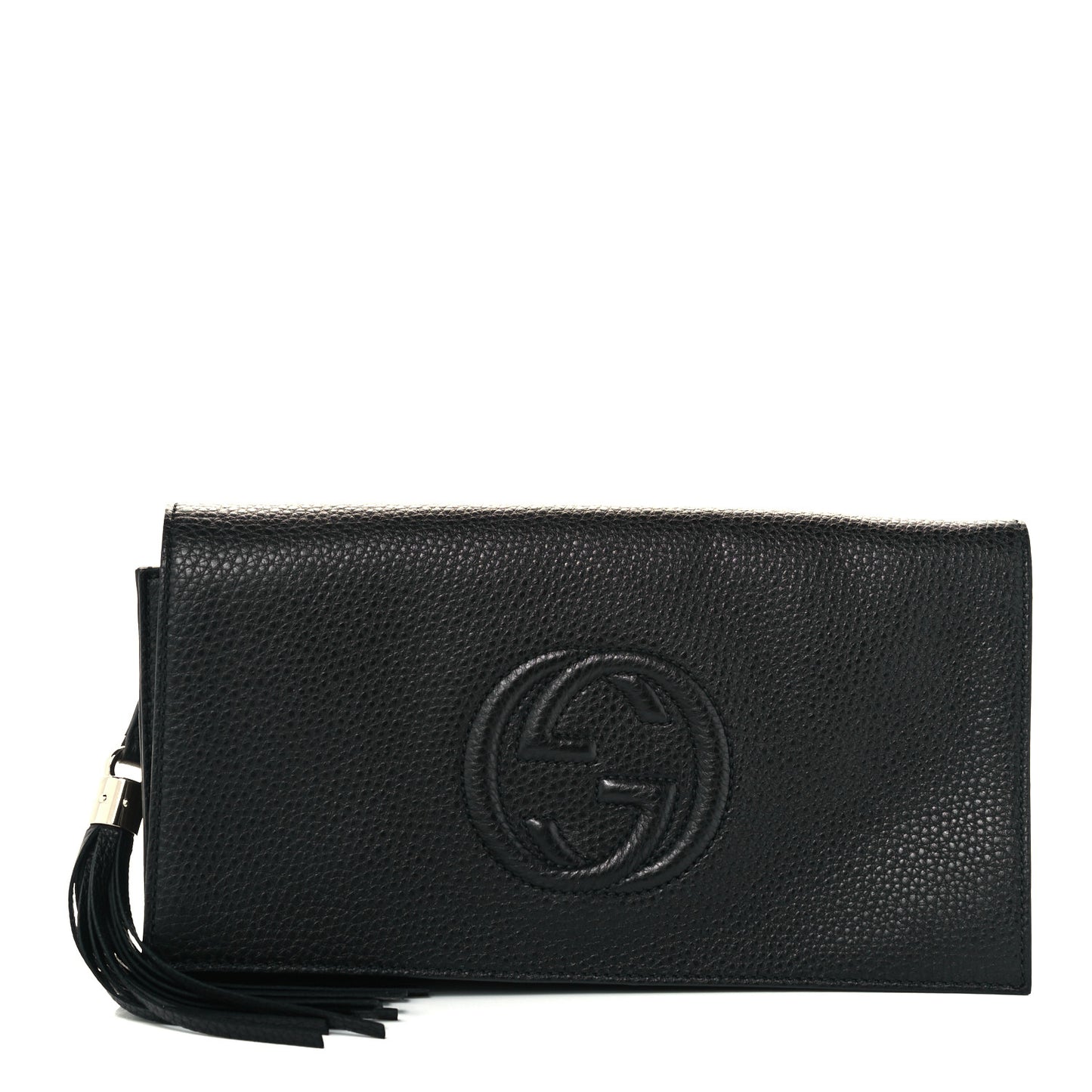 Pebbled Calfskin Medium Soho Clutch Black
