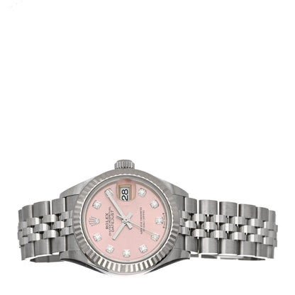 Rolex Stainless Steel 18K White Gold Diamond 28mm Oyster Perpetual Datejust Watch Pink 279174 2 of 5