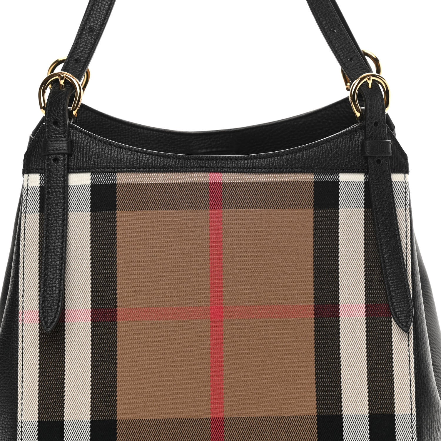 Burberry Grainy Calfskin House Check Small Canterbury Tote Black 9 of 12