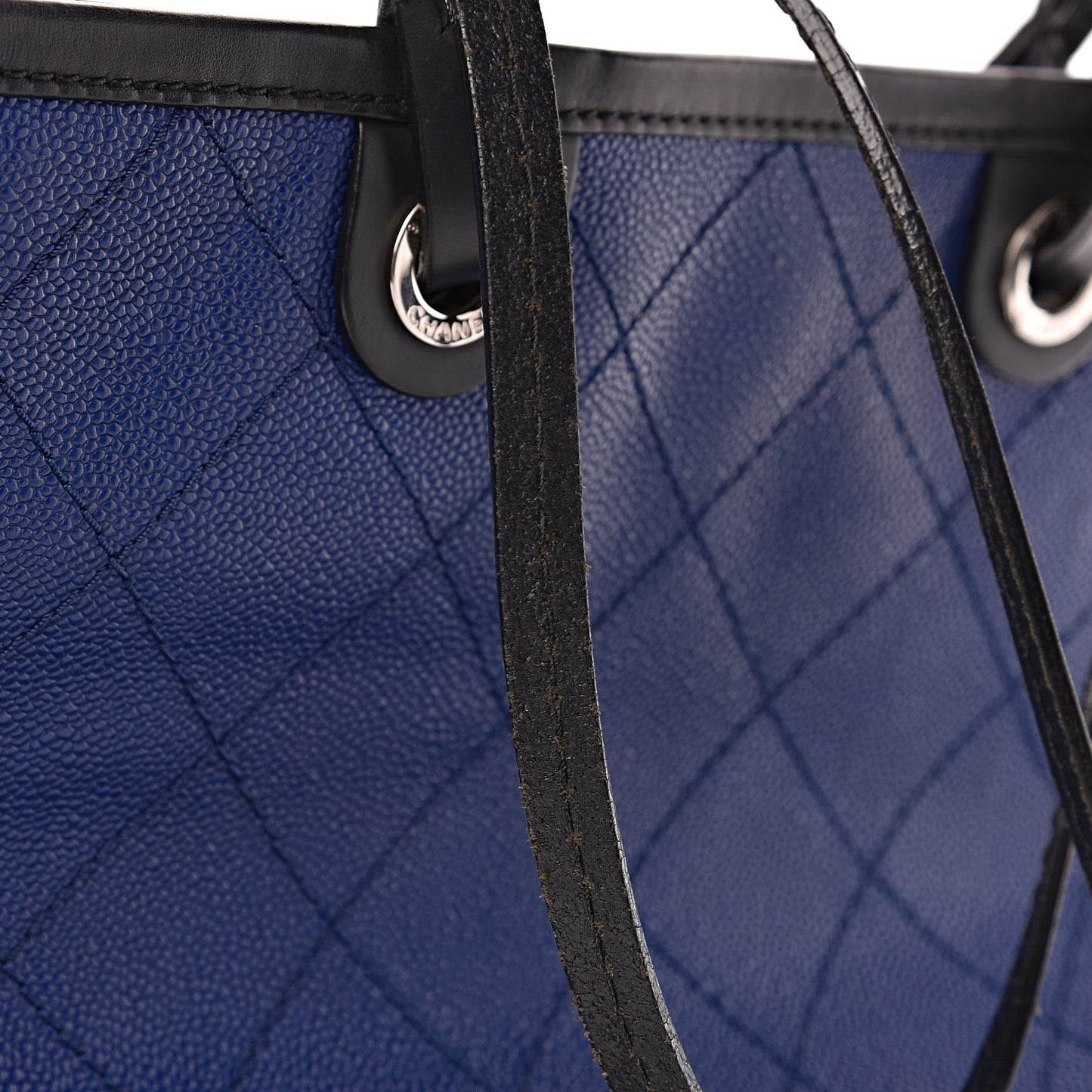 Grained Calfskin Shopping Fever Tote Blue